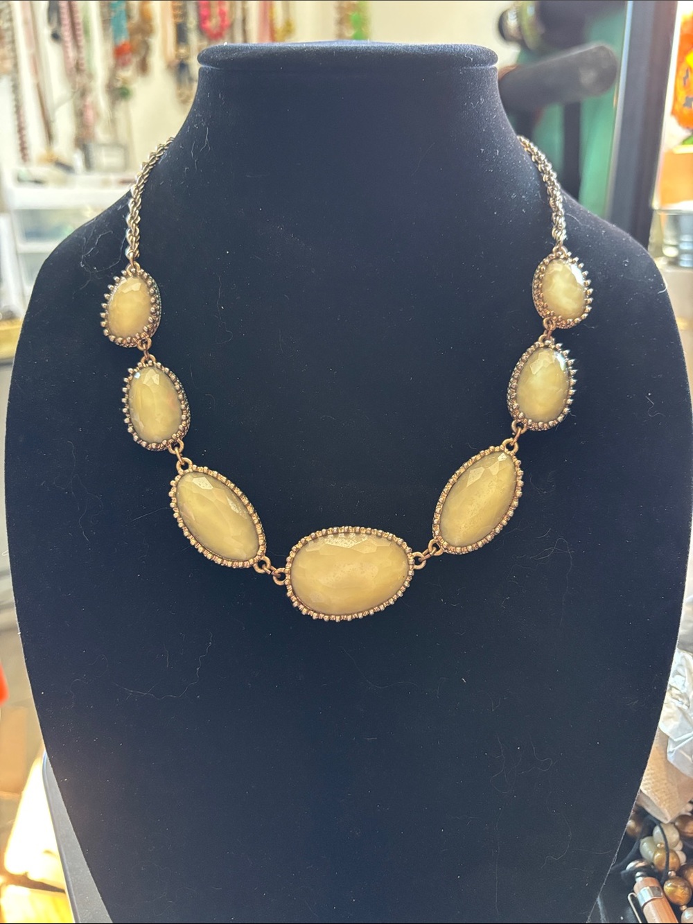 Gold-Tone Yellow Stone Necklace - Women Jewelry